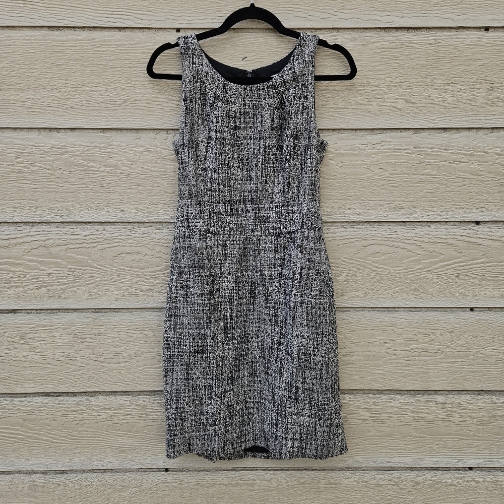 J. Crew Suiting black and white tweed sheath dress size 2